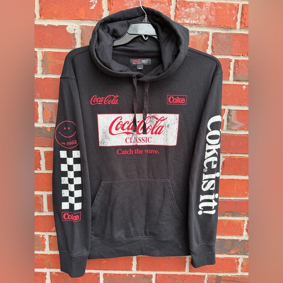 Coca-Cola® By Aéropostale Coca-Cola Classic L Black Unisex Pullover Hoodie T9 - Picture 9 of 9